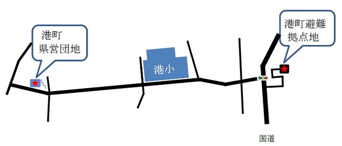 地図：河北地区避難拠点地