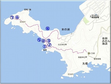 地図：宮崎ノ鼻　観光ポイント案内図