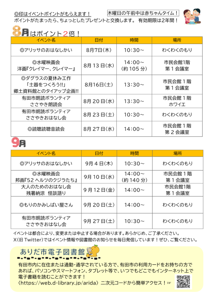 図書館だより　令和7年8月号　裏面