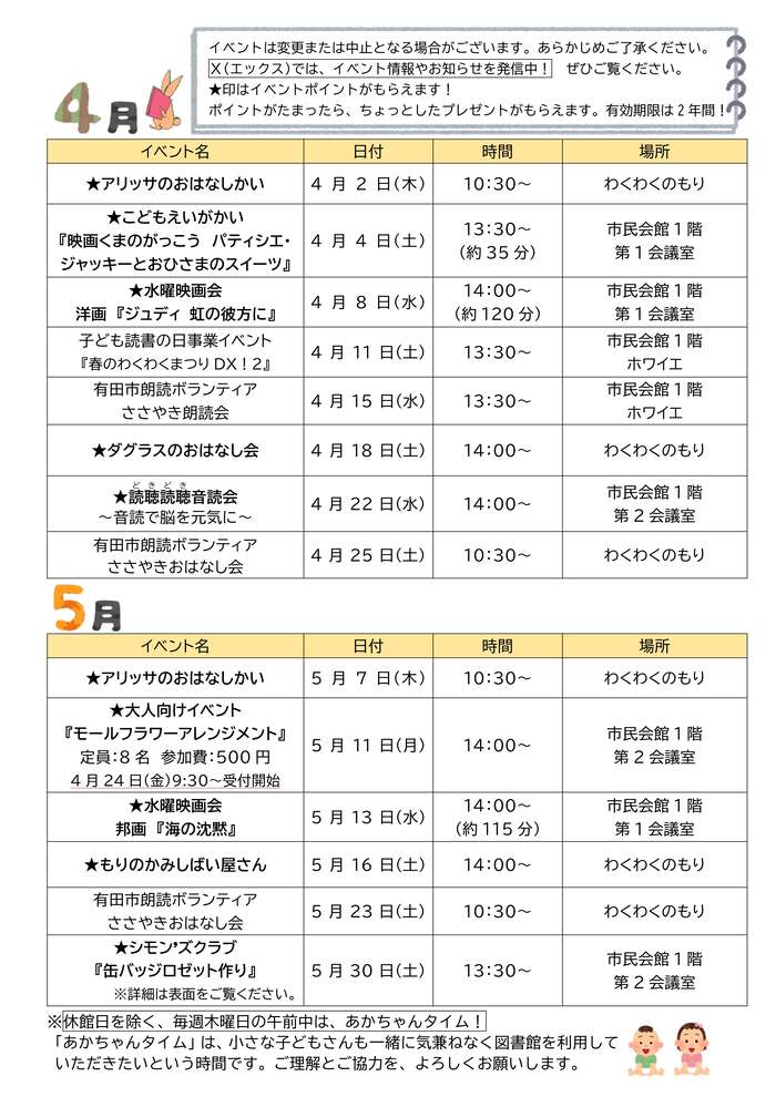 図書館だより 令和8年4月号 裏面