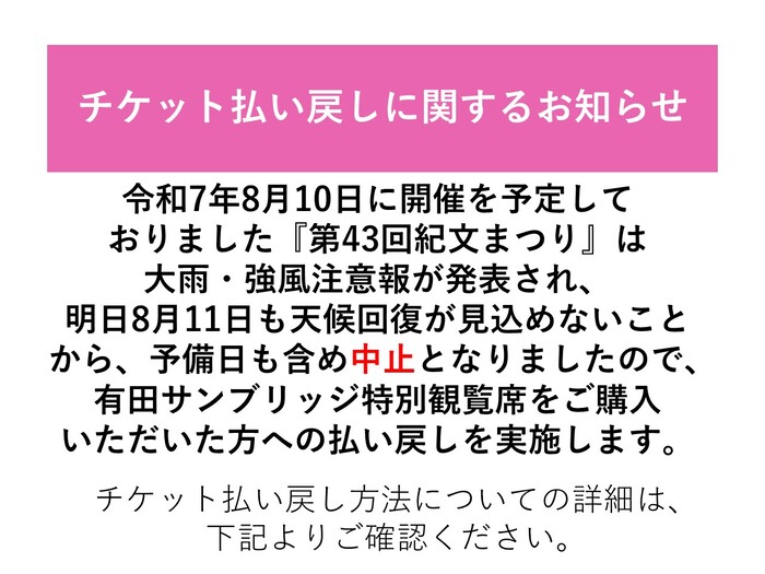 チケット払い戻し
