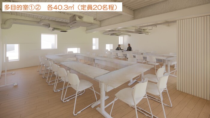 1階多目的室1と2のイメージパース